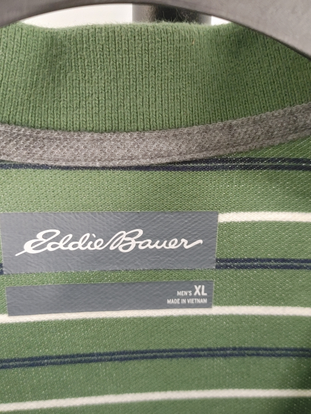 Eddie Bauer Green Striped Polo Shirt Mens XL Cotton Short Sleeve Casual - Picture 3 of 10